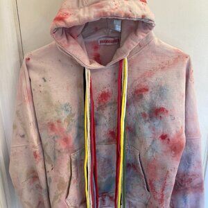 Tie Dye Hoodie Sweatshirt Unique Design with Color Cords Medium NEW